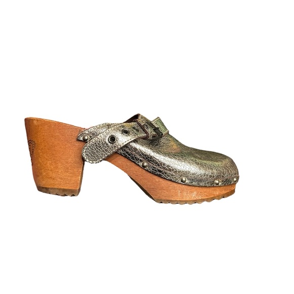 Vintage Cracked leather Silver Juicy Couture Metallic Clogs - Picture 2 of 15